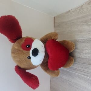 Plush Dog Toy with Red Accents